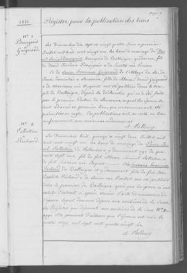 Registre d'annonces de mariage 1821-1882.